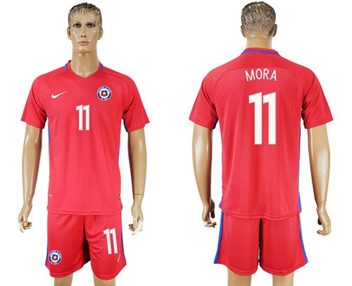 Chile #11 Mora Home Soccer Country Jersey